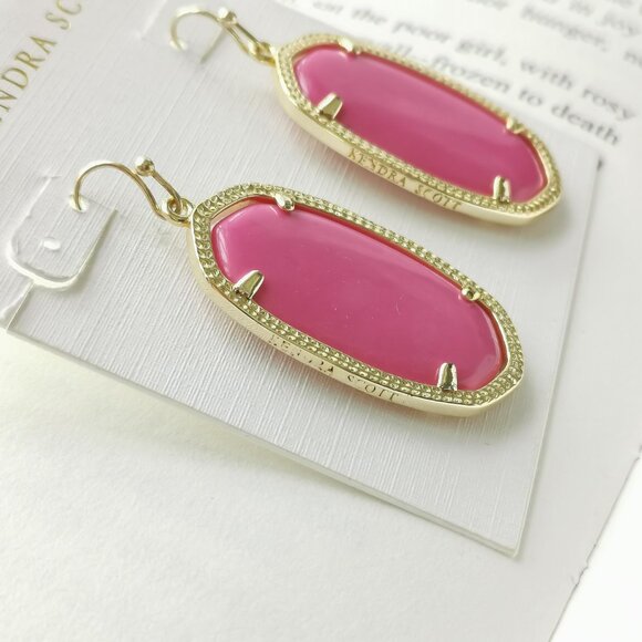 NEW KENDRA SCOTT Elle Magenta Magnesite Gold Drop Earrings AUTHENTIC - Picture 2 of 3